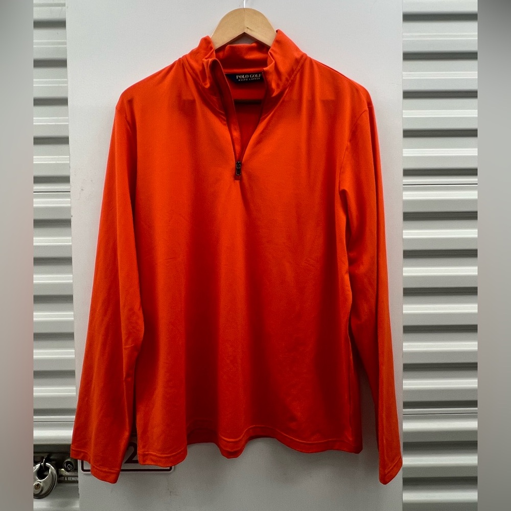 Ralph Lauren Golf Bright Orange Zip-Front Pullover Sweater size L
